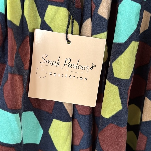 Brand New Unique Vintage Smak Parlour Brown Yellow Geometric 70s Mod Dress - Picture 4 of 15